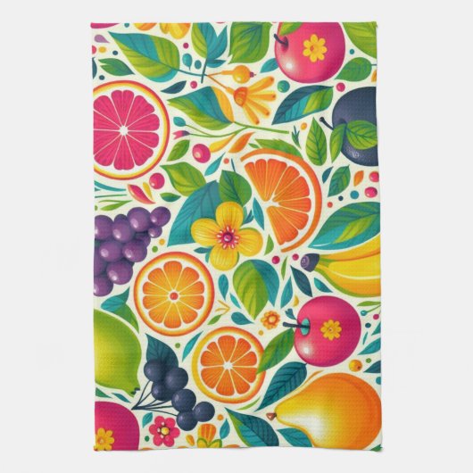 実カラフル果 キッチンタオル (縦)