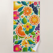 実カラフル果 ビーチタオル (正面)