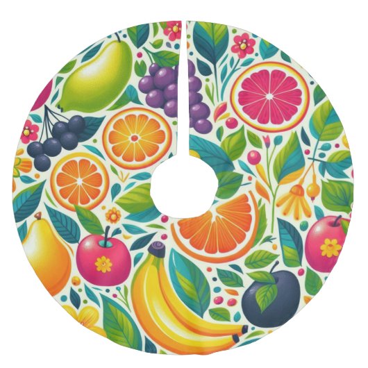 実カラフル果 ブラッシュドポリエステルツリースカート (正面)