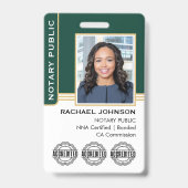 実印・認印 オーダーメイド ロゴマーク 名前入り 緑 金 バッジ (正面)