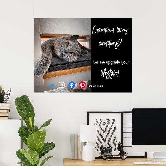 実在おもしろい生活猫のエステートはがき ポスター (ホームオフィス)