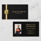 実在はっきりしたEstate Agentブラック金ゴールド名刺 名刺 (正面/裏面)