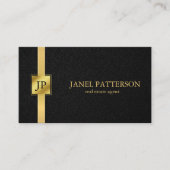 実在はっきりしたEstate Agentブラック金ゴールド名刺 名刺 (正面)