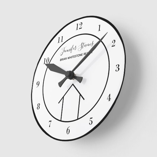 実在エスティモダンシック不動産仲介業者オフィス ラウンド壁時計 (傾斜)