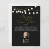 実在エステートエージェント不動産仲介業者ハッピーニューイヤーブラック シーズンカード (正面)