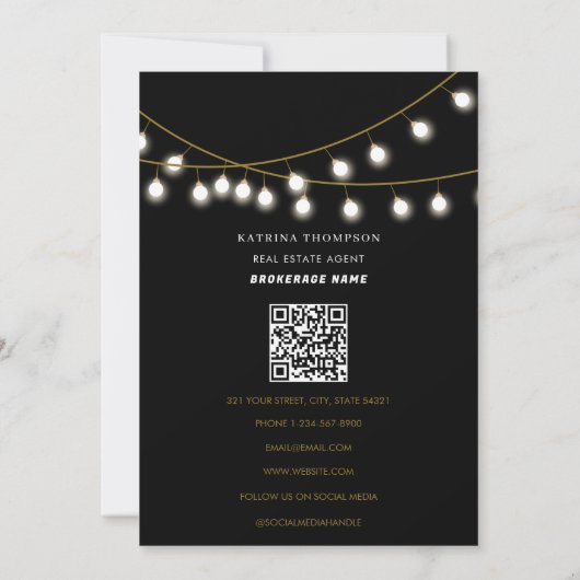 実在エステートエージェント不動産仲介業者ハッピーニューイヤーブラック シーズンカード (裏面)