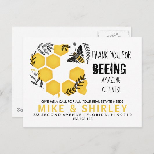 実在エステートオープンハウスハニービーポップ・アートのバイハガキ 案内ポストカード (正面/裏面)