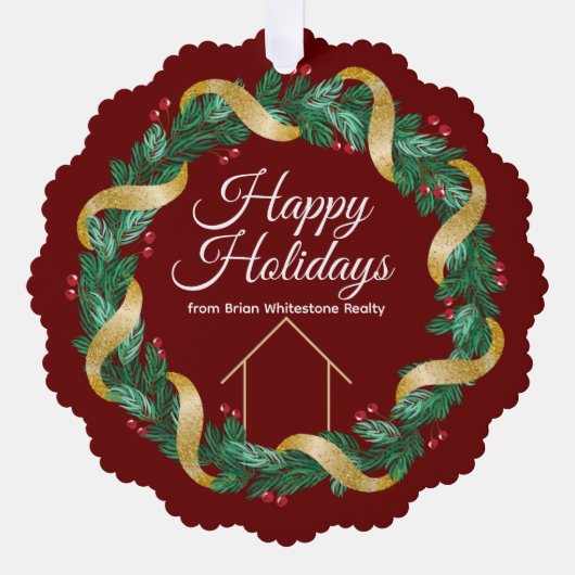 実在エステートカンパニーカスタムハッピーホリデーズ不動産仲介業者 オーナメントカード (正面)