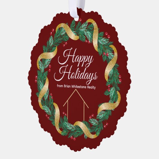 実在エステートカンパニーカスタムハッピーホリデーズ不動産仲介業者 オーナメントカード (左)