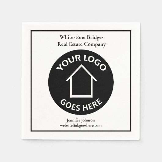 実在エステートカンパニーカスタムリアルティロゴオープンハウス スタンダードカクテルナプキン (正面)