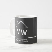 実在エステートカンパニーパーソナライズされたダークグレー不動産仲介業者 コーヒーマグカップ (正面左)