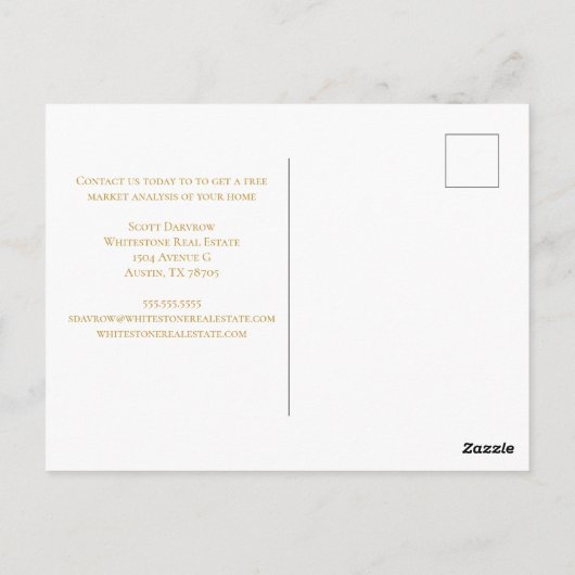 実在エステートカンパニー金ゴールドハウスロゴカスタム不動産仲介業者 ポストカード (裏面)