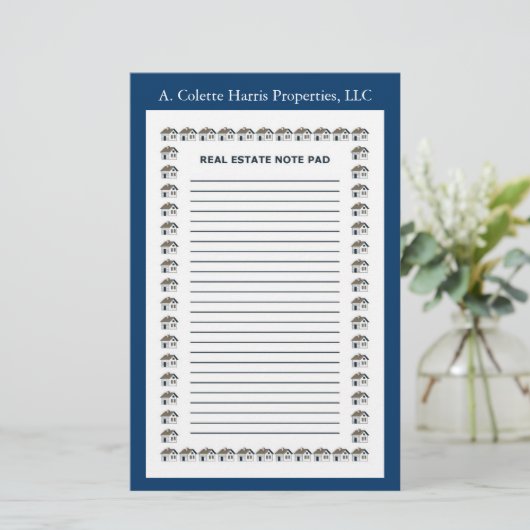実在エステートノートパッド – デザイン1 便箋 (スタンド正面)