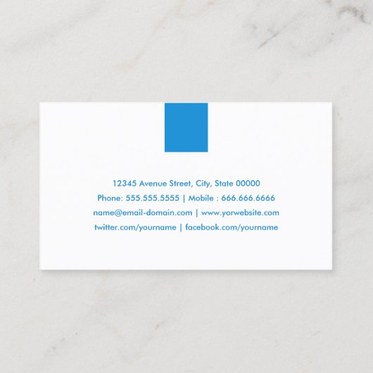 実在エステートブローカシンプルー – アクアブルー 名刺 (裏面)