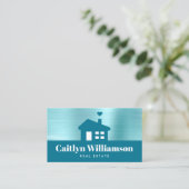 実在エステートブローカープロフェッショナルはっきりしたハウスブルー 名刺 (スタンド正面)