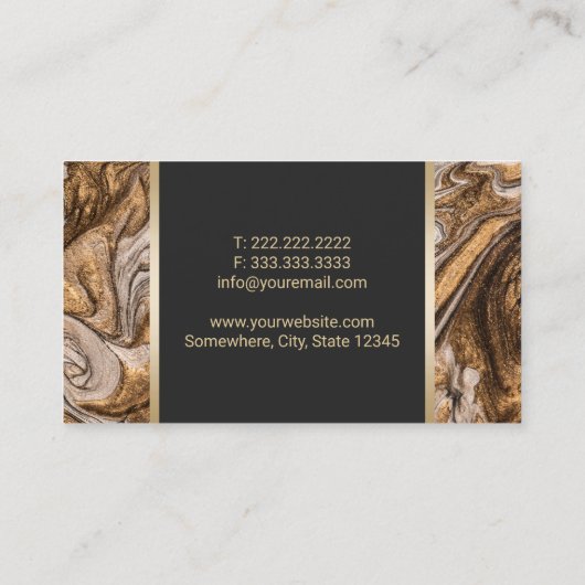 実在エステートモダンエージェント銅&金ゴールド大理石 名刺 (裏面)
