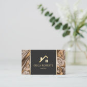 実在エステートモダンエージェント銅&金ゴールド大理石 名刺 (スタンド正面)