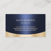 実在エステートモダンハウスロゴネイビーブルー&金ゴールド 名刺 (裏面)