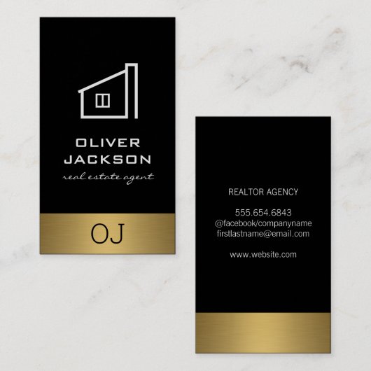 実在エステートラックス金ゴールドトリム(モノグラム付) 名刺 (正面/裏面)