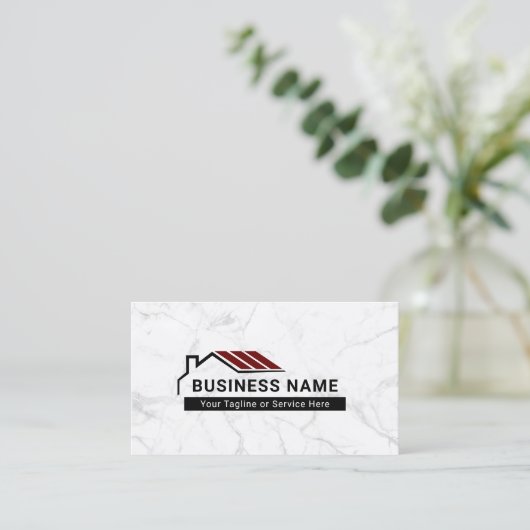 実在エステートレッドルーフハウスロモダンゴ大理石 名刺 (スタンド正面)