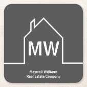 実在エステーパーソナライズされたト会社灰色不動産仲介業者 スクエアペーパーコースター (正面)