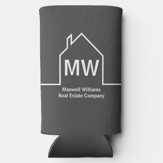 実在エステーパーソナライズされたト会社灰色不動産仲介業者 スリム缶クーラー (裏面)