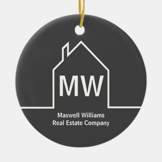 実在エステーパーソナライズされたト会社灰色不動産仲介業者 セラミックオーナメント (正面)
