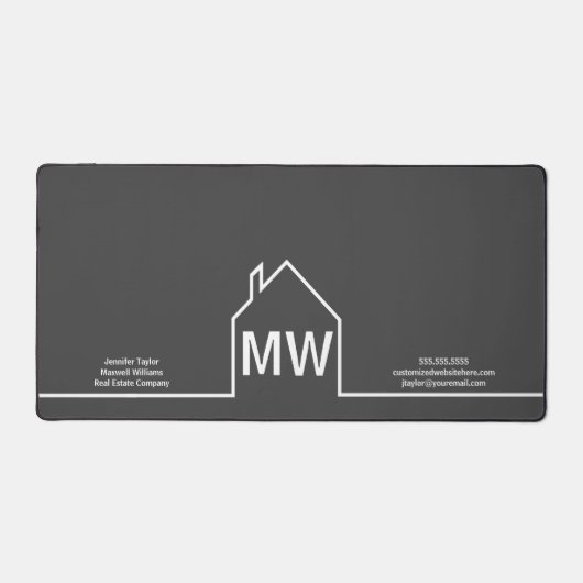 実在エステーパーソナライズされたト会社灰色不動産仲介業者 デスクマット (正面)