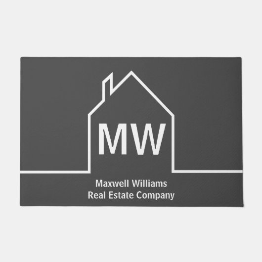 実在エステーパーソナライズされたト会社灰色不動産仲介業者 ドアマット (正面)