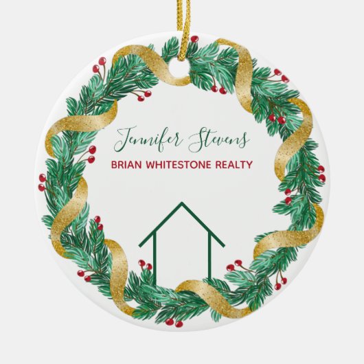 実在エレガントグリーン金ゴールドカスタム セラミックオーナメント (正面)