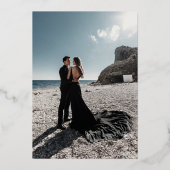 実在エレガントタイポグラフィ写真結婚s 箔招待状 (裏面)