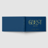 実在エレガントホイル青い書道の結婚脚本 ゲストブック (全面)