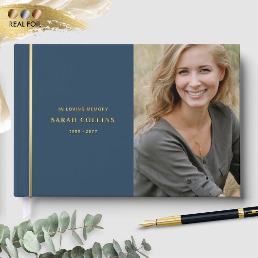 実在エレガントホイル、愛する記憶の青い葬儀 ゲストブック
