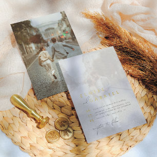 実在エレガント金ゴールドBoho Minimalist 2写真結婚s 箔招待状