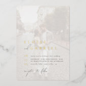 実在エレガント金ゴールドBoho Minimalist 2写真結婚s 箔招待状 (正面)