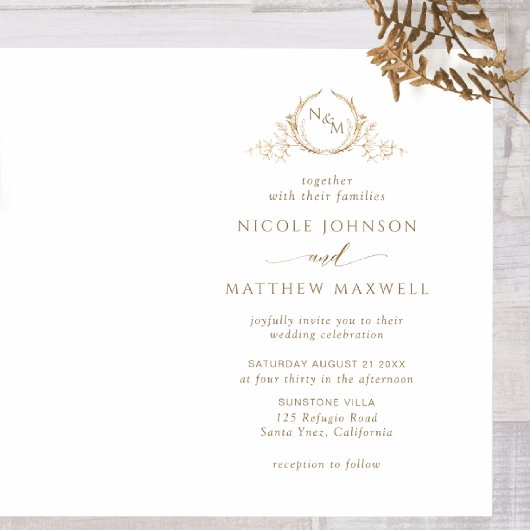 実在エレガント金ホイルのモノグラムを折り曲げ結婚たFo 箔カード