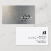 実在エレガントEstate Script Monogram SilverTexture 名刺 (正面/裏面)