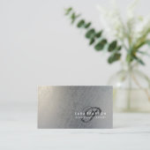 実在エレガントEstate Script Monogram SilverTexture 名刺 (スタンド正面)