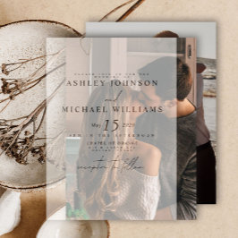 実在エレガントVellum Overlay 2写真モダン結婚s 招待状