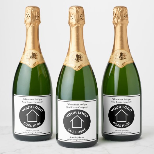 実在カスタムロゴ不動産仲介業者マーケティング スパークリングワインラベル (ボトル)