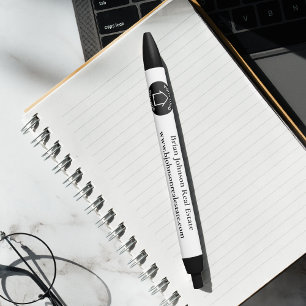 実在カスタムロゴ不動産仲介業者マーケティング 黒ボールペン