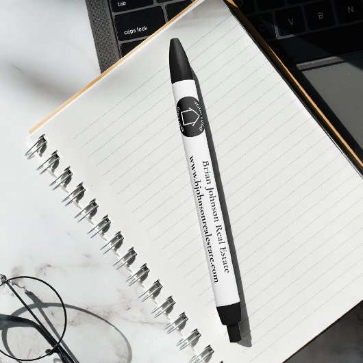 実在カスタムロゴ不動産仲介業者マーケティング 黒ボールペン