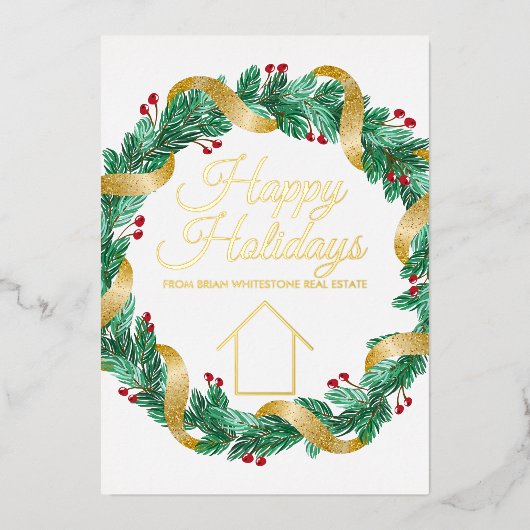 実在カスタム会社のエレガントクリスマス金ゴールド 箔シーズンカード (正面)