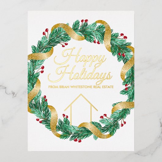 実在カスタム会社のエレガントクリスマス金ゴールド 箔シーズンポストカード (正面)