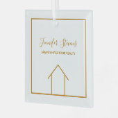 実在カスタム会社のエレガント金ゴールド ガラスオーナメント (正面左)