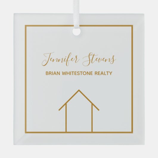 実在カスタム会社のエレガント金ゴールド ガラスオーナメント (正面)