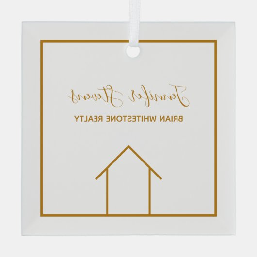 実在カスタム会社のエレガント金ゴールド ガラスオーナメント (裏面)