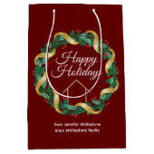 実在カスタム会社エレガントの赤いクリスマス ミディアムペーパーバッグ (正面)