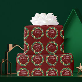 実在カスタム会社エレガントの赤いクリスマス ラッピングペーパー