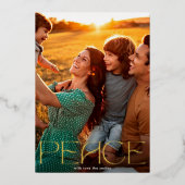 実在カスタム金ゴールド文字Peace Christmas写真 箔シーズンカード (正面)